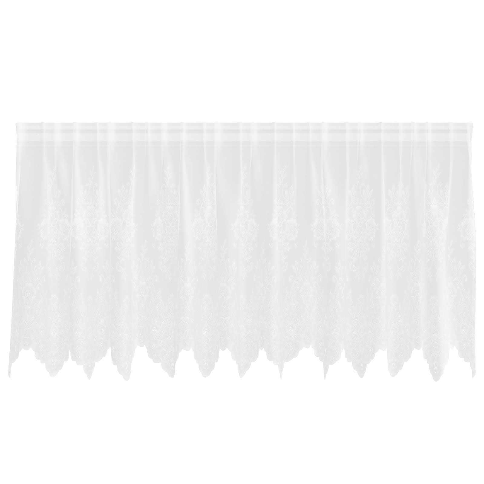 Vidaxl kantgordijn met gordijnen bloemen wit 100 x 300 cm polyester