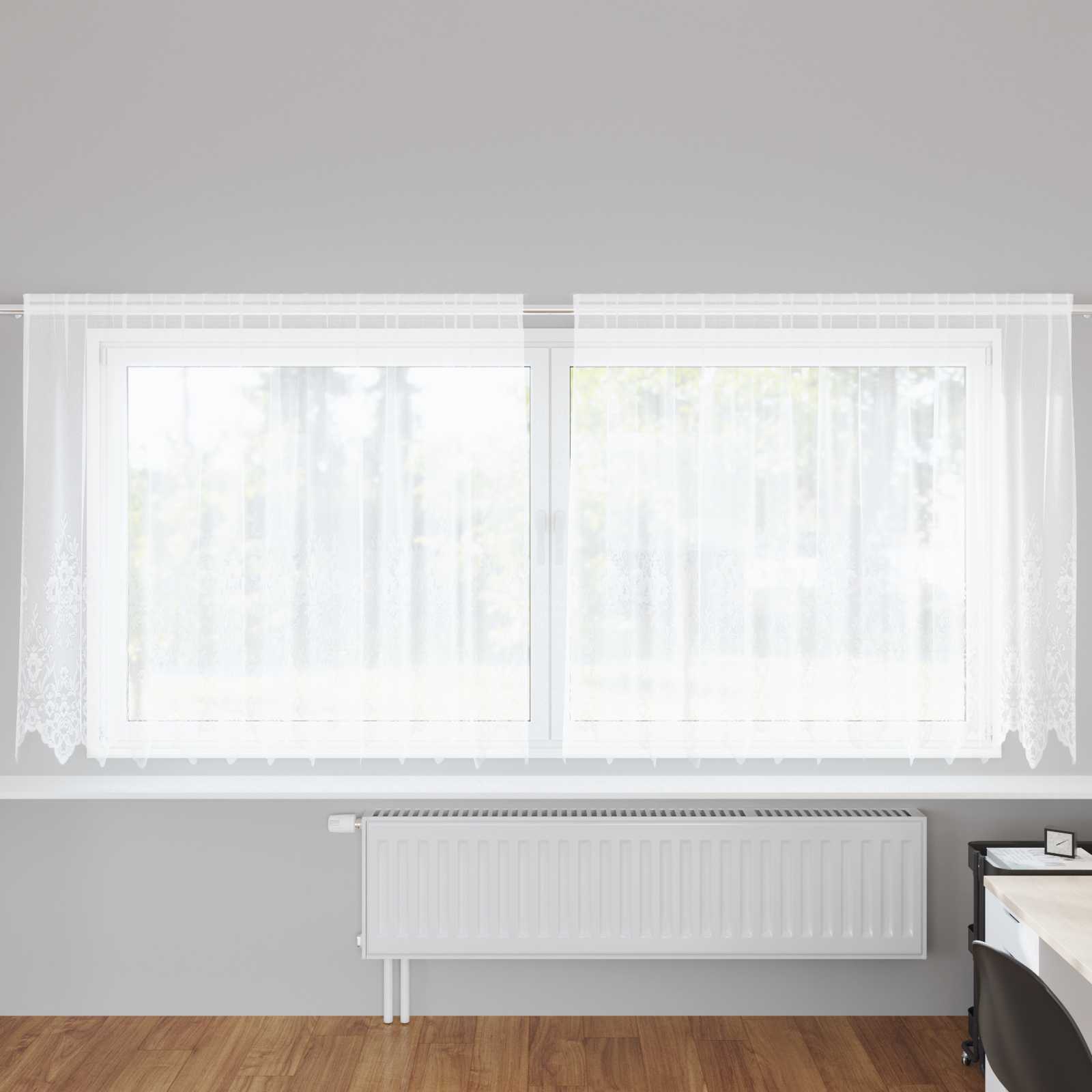 Vidaxl kantgordijn met gordijnen bloemen wit 160 x 300 cm polyester