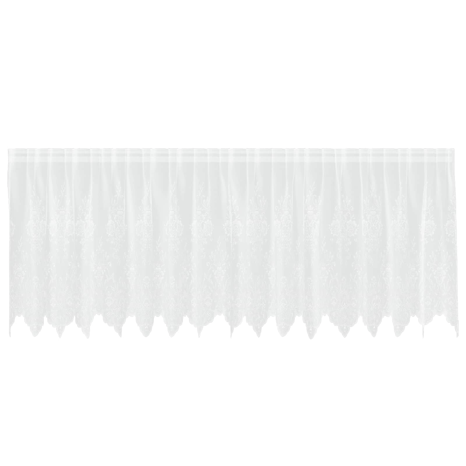 Vidaxl kantgordijn met gordijnen bloemen wit 100 x 400 cm polyester