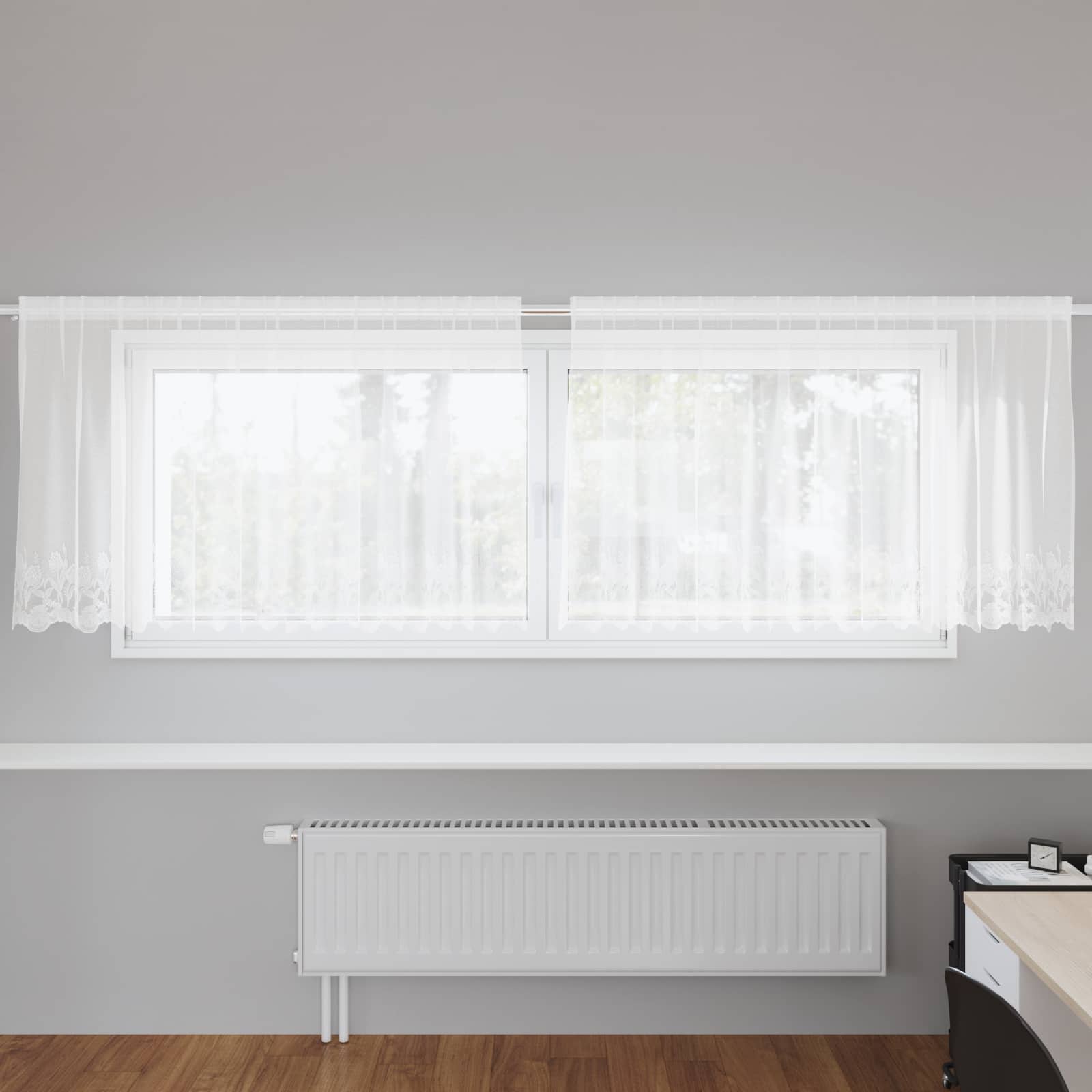 Vidaxl kantgordijn met gordijnen bloemen wit 120 x 300 cm polyester