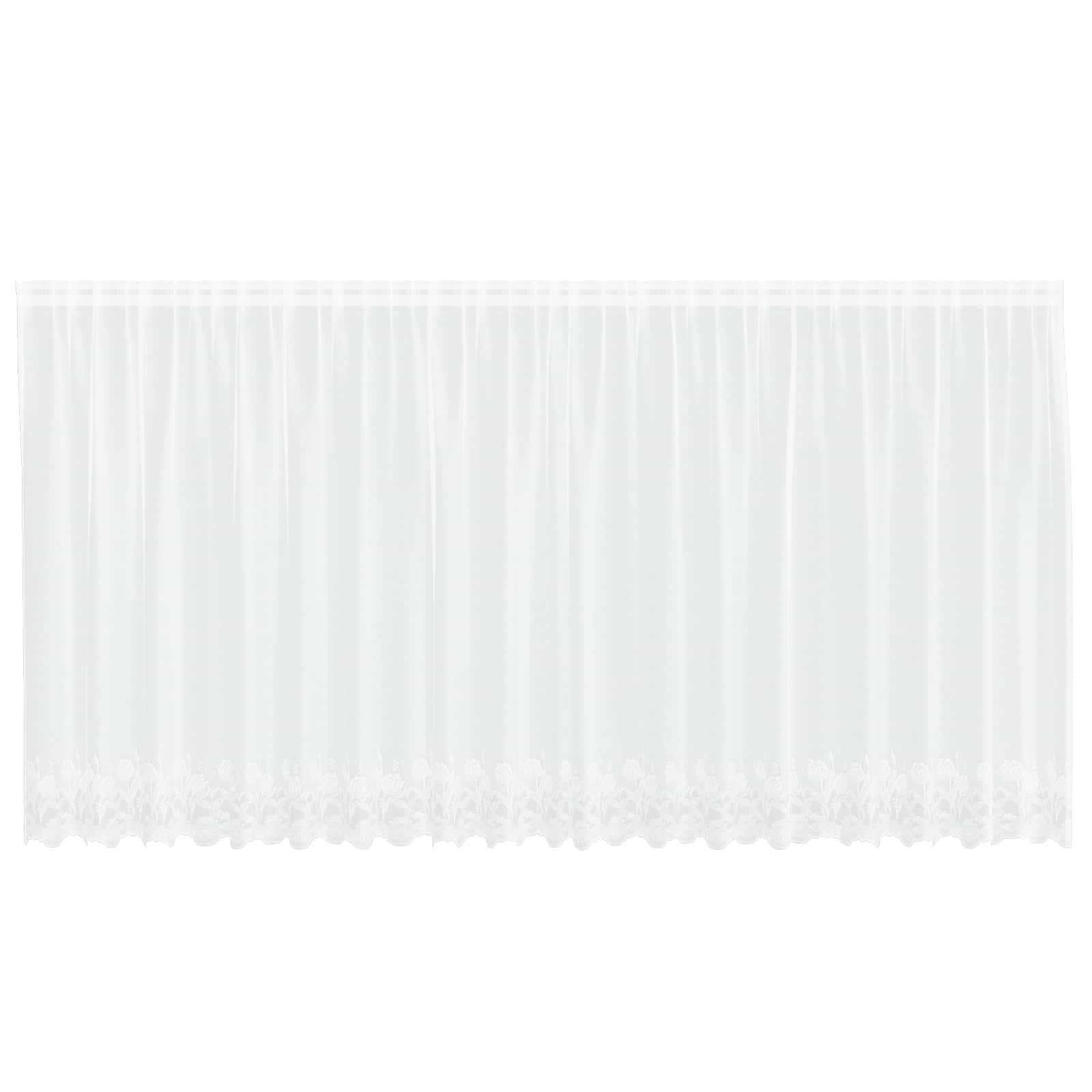 Vidaxl kantgordijn met gordijnen bloemen wit 140 x 500 cm polyester