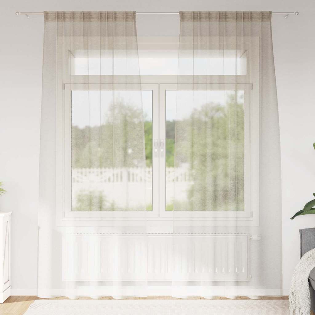 Vidaxl voile gordijn met gordijnen 2 pcs zand 260 x 140 cm polyester