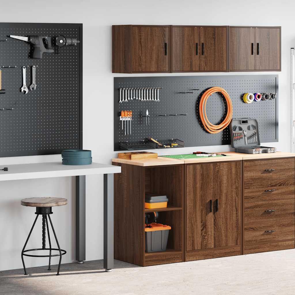 Vidaxl garagekasten 2 st spaanplaat bruin eiken