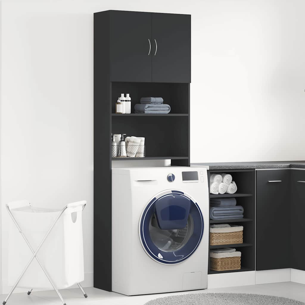 Vidaxl wasmachinekast 64x24x190 cm bewerkt hout zwart