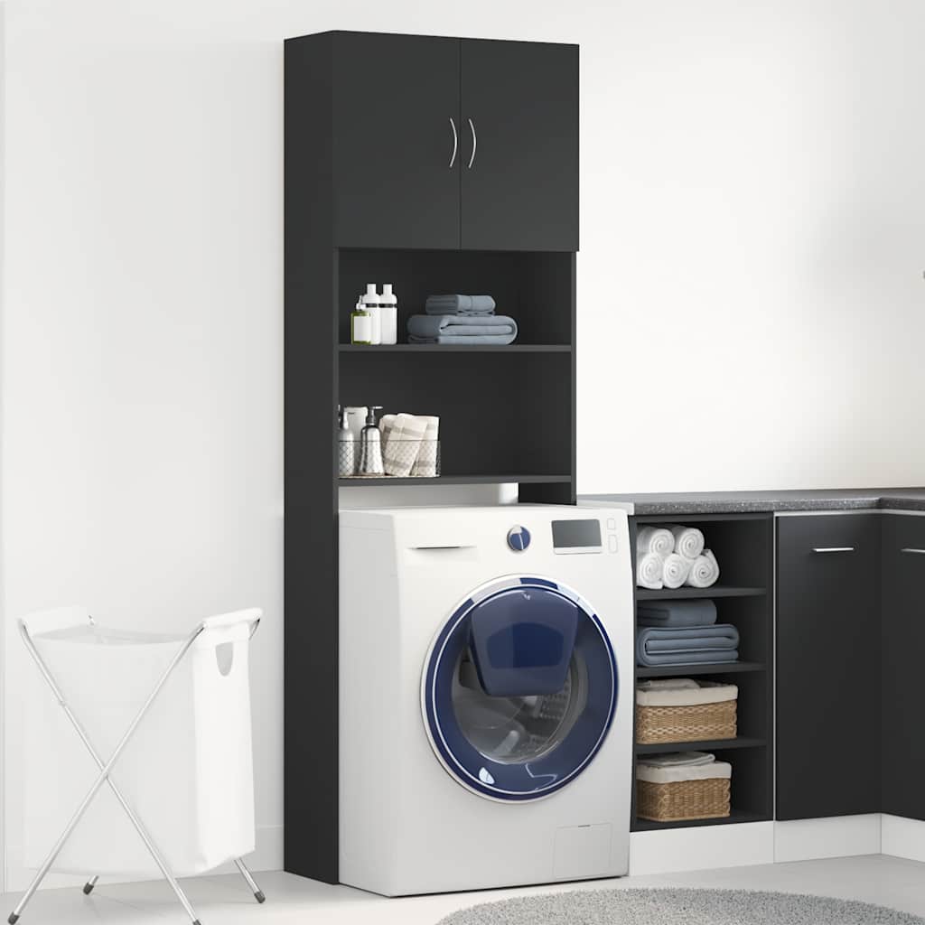 Vidaxl wasmachinekast 64x24x190 cm bewerkt hout zwart