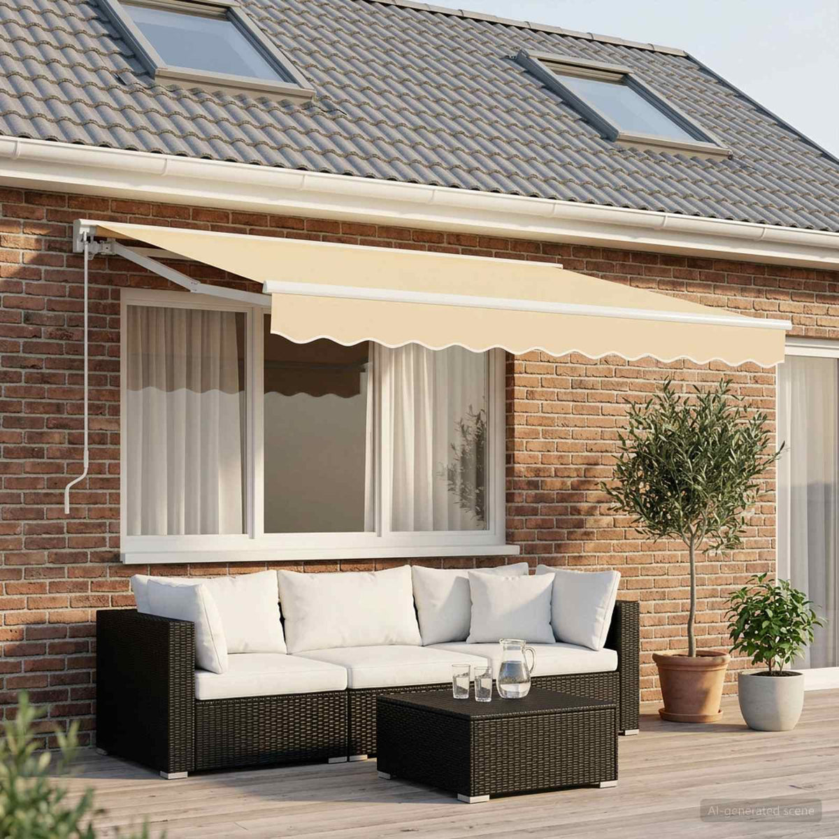 Vidaxl vervangend zonneschermdoek voor 3x2 m crèmekleurig polyester