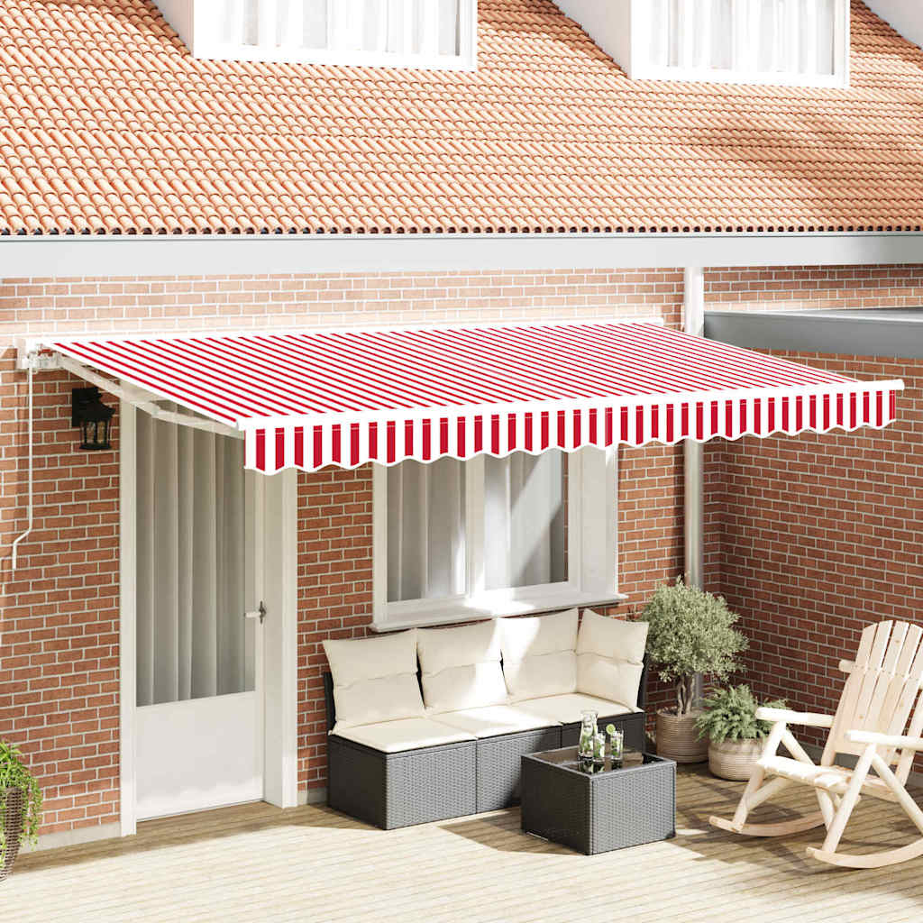 Vidaxl vervangingsdoek voor zonnescherm rood en wit 380 x 195 cm