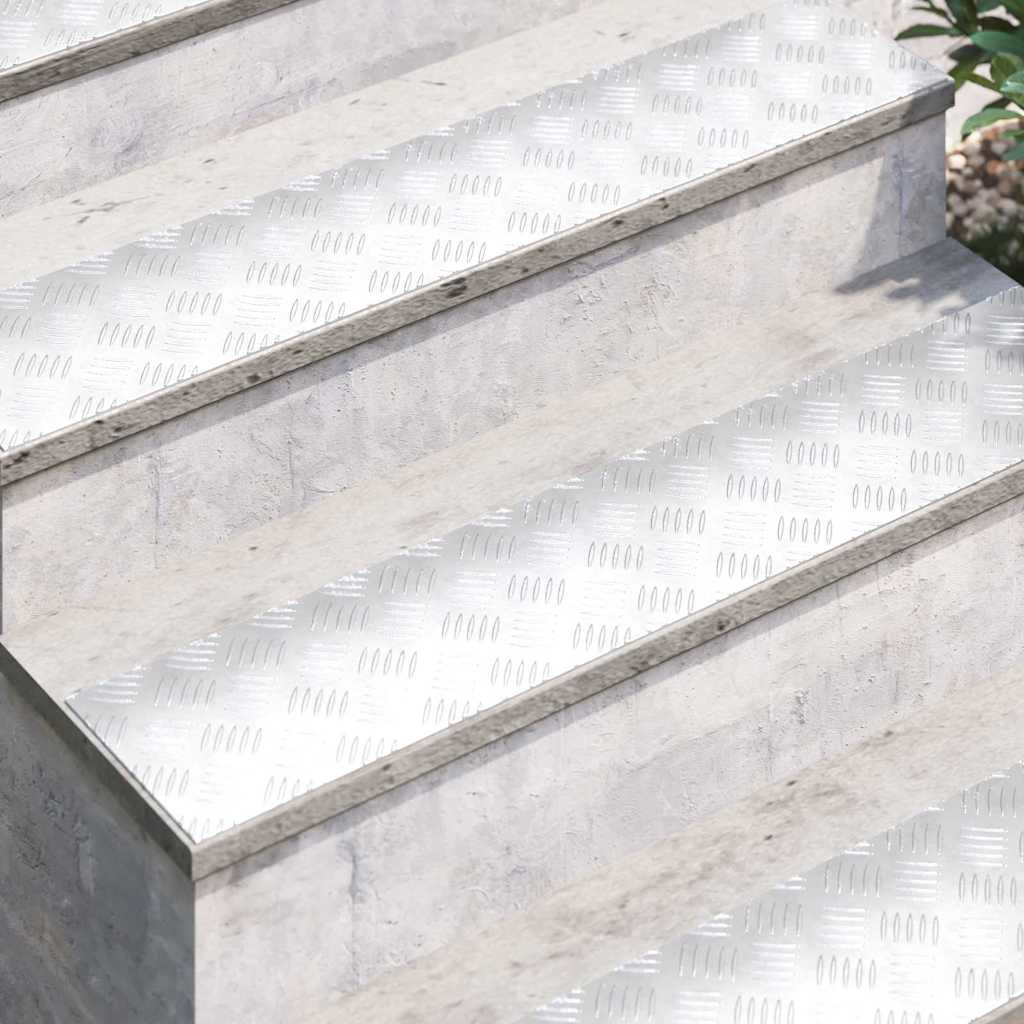 Vidaxl trap tread rechthoekig 2 pcs zilver 100 x 20 cm aluminium