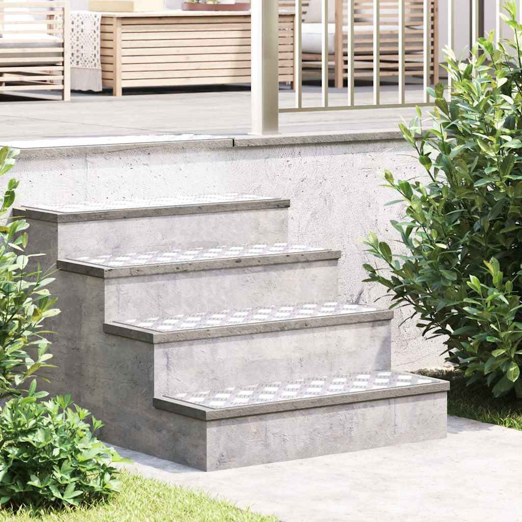 Vidaxl trap tread rechthoekig 4 pcs zilver 75 x 25 cm aluminium
