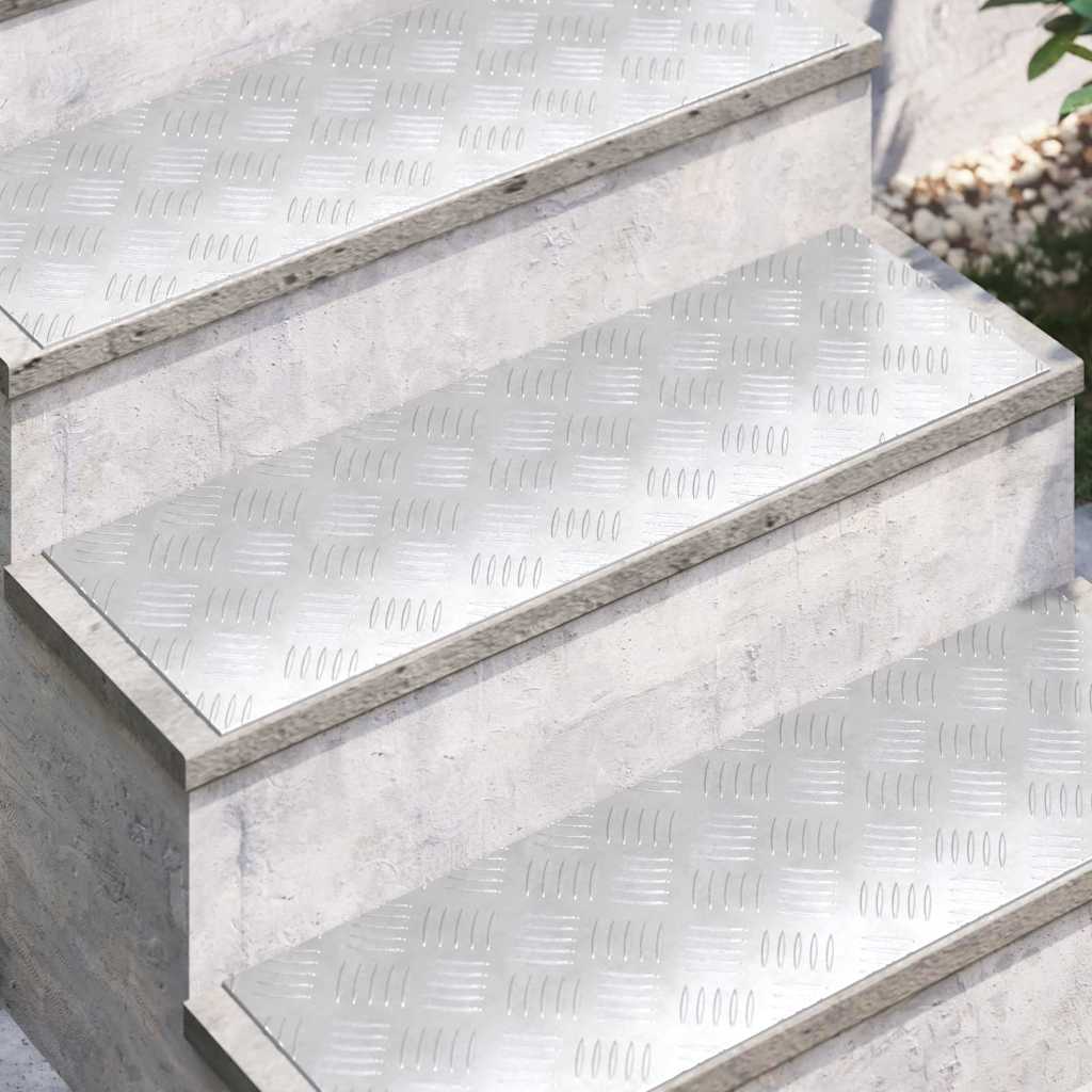 Vidaxl trap tread rechthoekig 4 pcs zilver 75 x 25 cm aluminium