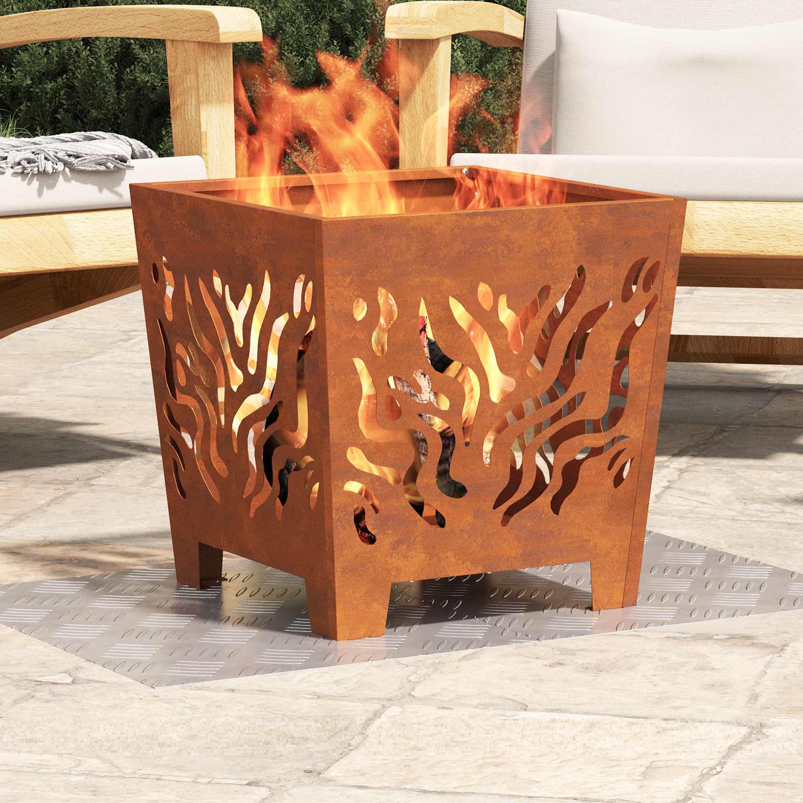 Vidaxl trap tread rechthoekig 4 pcs zilver 50 x 40 cm aluminium