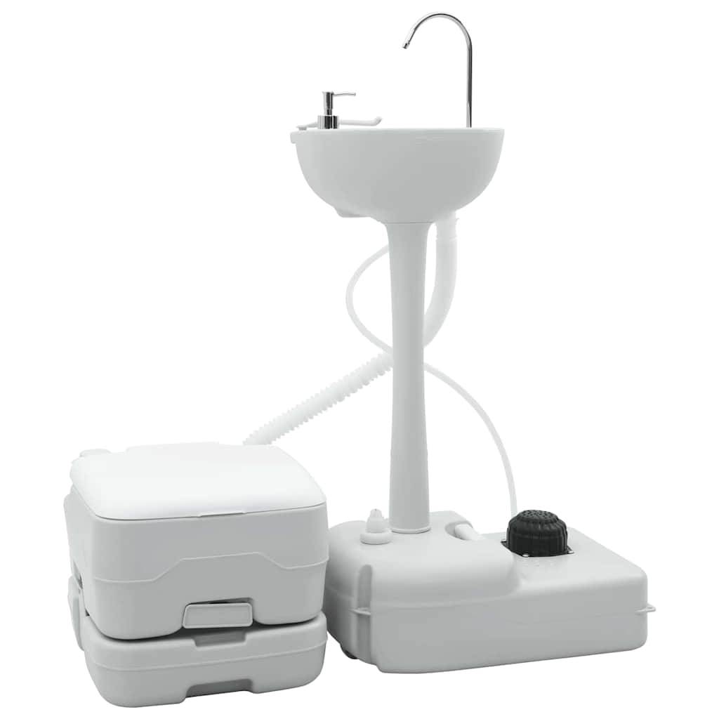 Vidaxl camping toilet set 2 pcs grijs en wit