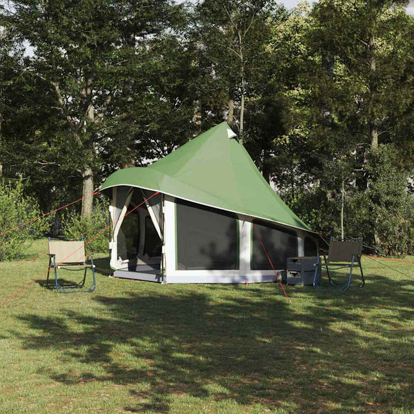 Vidaxl tipi tent met dak met opslag groen 404 x 370 x 270 cm taft