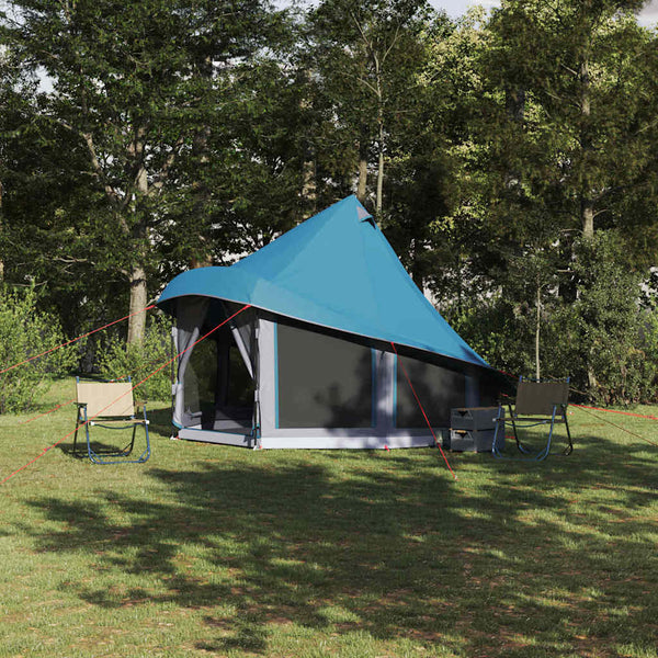 Vidaxl tipi tent met dak met opslag blauw 404 x 370 x 270 cm taft
