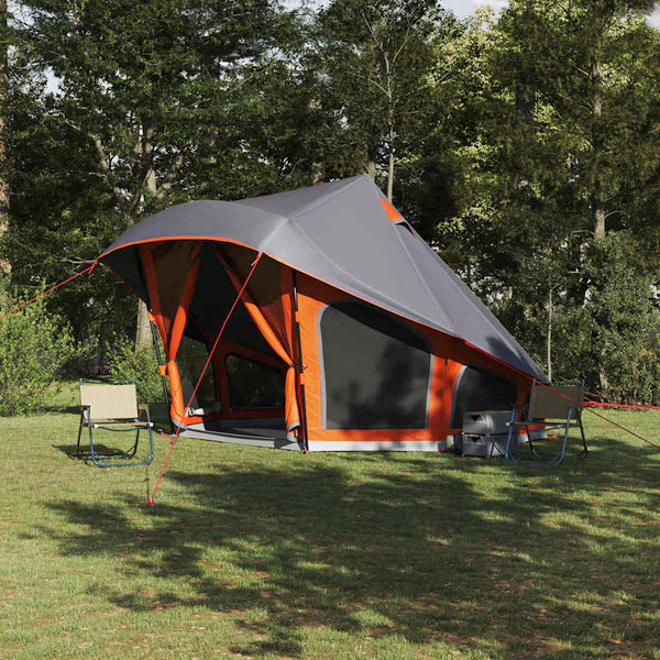 Vidaxl tipi tent met dak grijs en oranje 508 x 470 x 300 cm taft