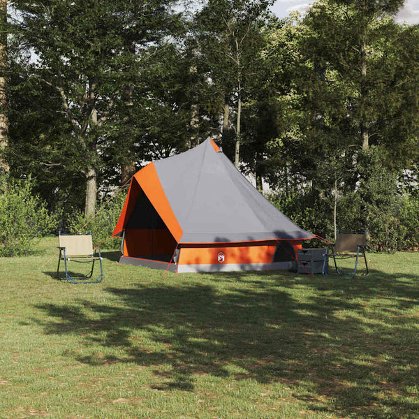 Vidaxl tipi tent 8-persoons grijs en oranje taft