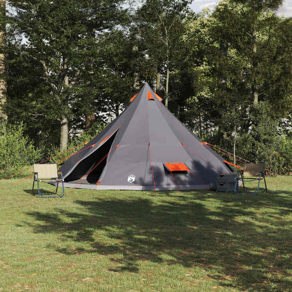 Vidaxl tipi tent met dak grijs en oranje 560 x 560 x 300 cm taft