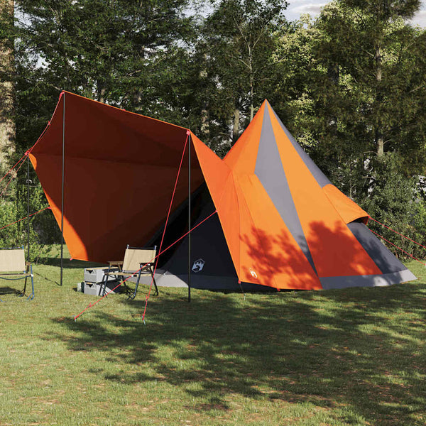 Vidaxl tipi tent met dak grijs en oranje 510 x 690 x 330 cm taft