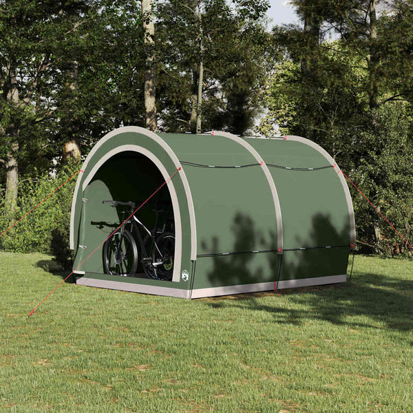 Vidaxl fietstent met dak met opslag groen 256 x 222 x 182 cm taft
