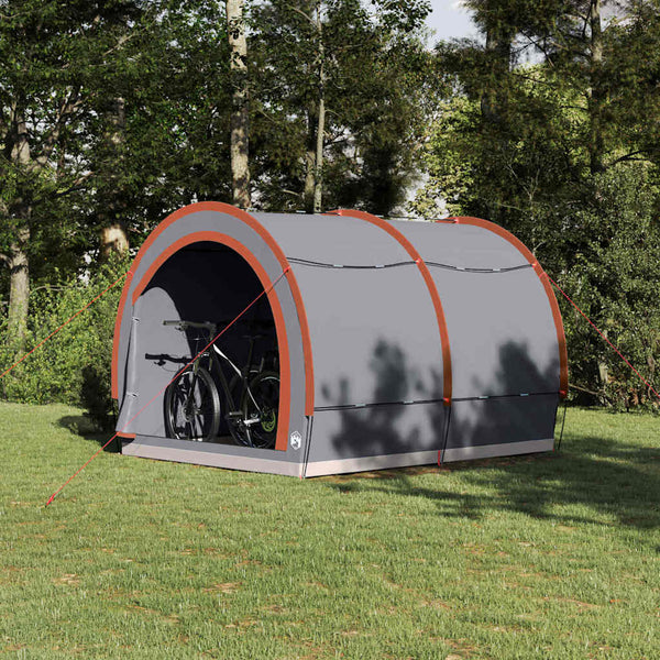 Vidaxl fietstent met dak grijs en oranje 256 x 222 x 182 cm taft