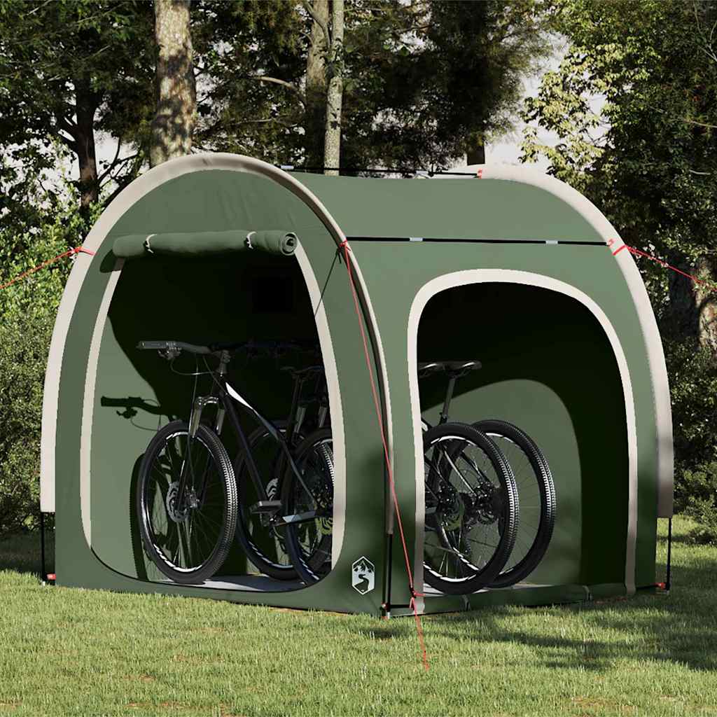Vidaxl fietstent met dak met opslag groen 218 x 156 x 180 cm