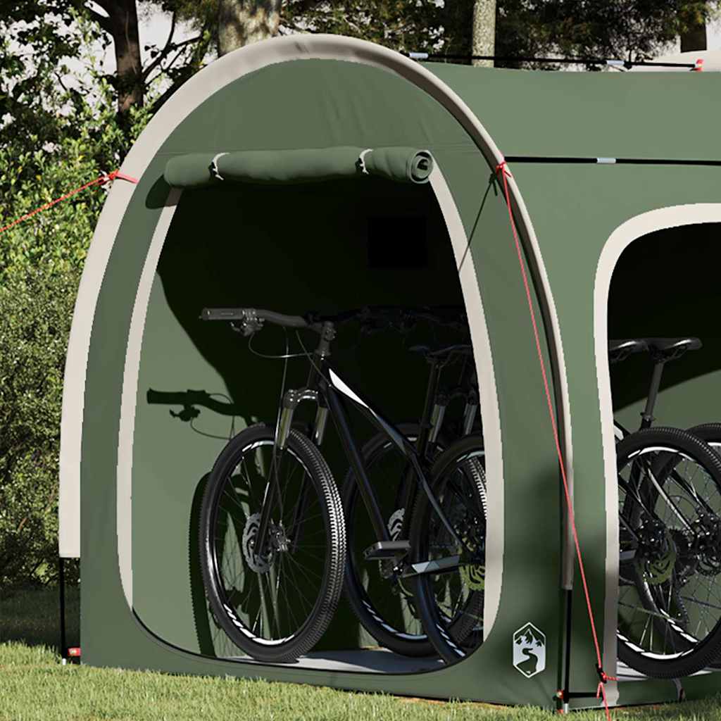 Vidaxl fietstent met dak met opslag groen 218 x 156 x 180 cm
