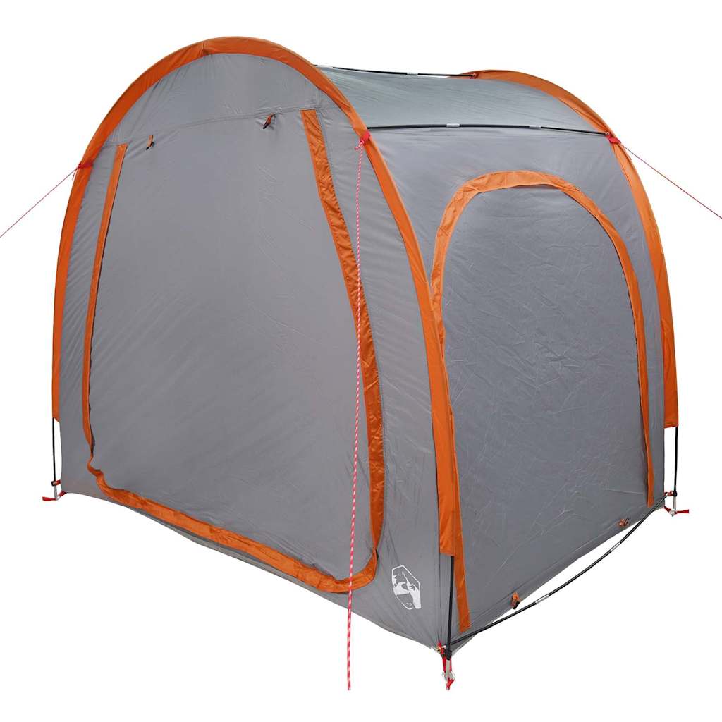 Vidaxl fietstent met dak met opslag grijs en oranje 218 x 156 x 180 cm