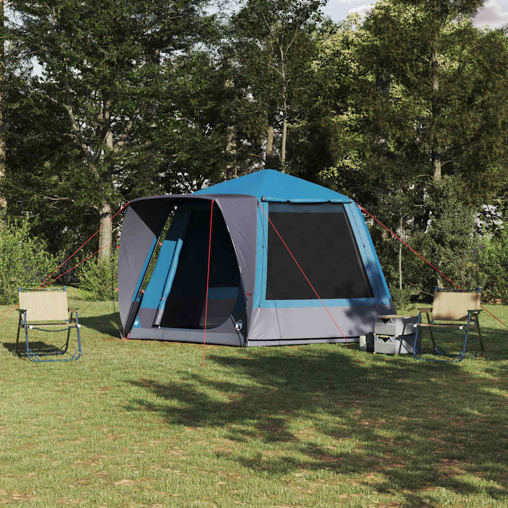 Vidaxl camping tent huisje met dak blauw 420 x 420 x 227 cm polyester
