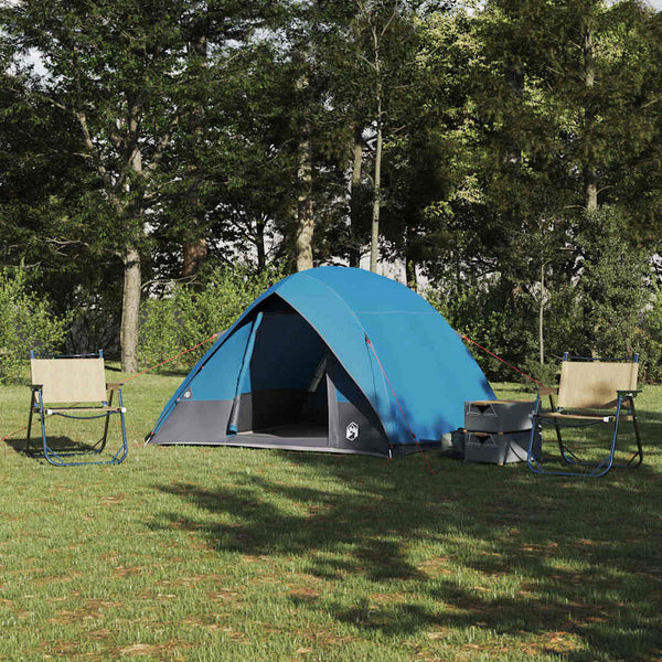 Vidaxl kamperen tent 4-persoons blauw taft waterdicht