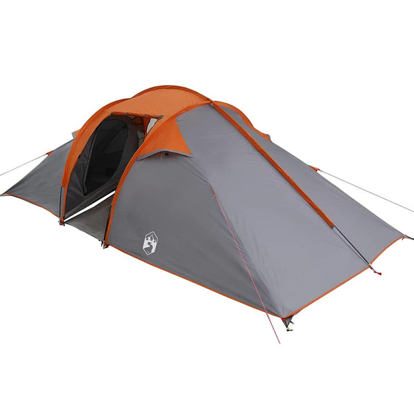 Vidaxl tunnel tent 4-persoons grijs en oranje taft waterdicht