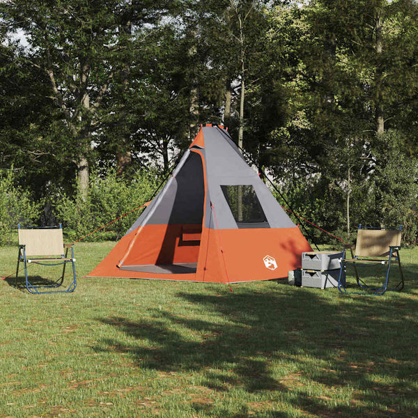 Vidaxl tipi tent 6-persoons waterdicht grijs en oranje taft