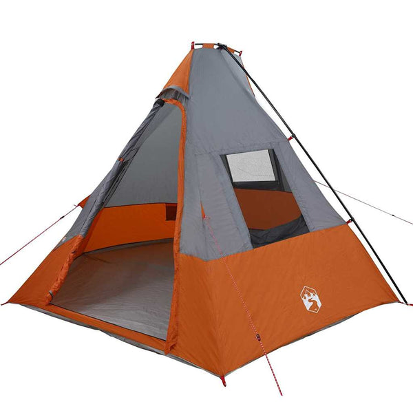 Vidaxl tipi tent 6-persoons waterdicht grijs en oranje taft