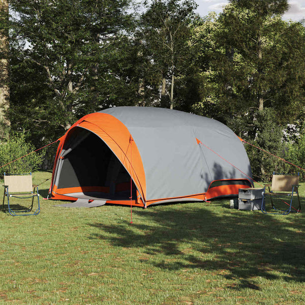 Vidaxl tunnel tent 6-persoons grijs en oranje taft waterdicht