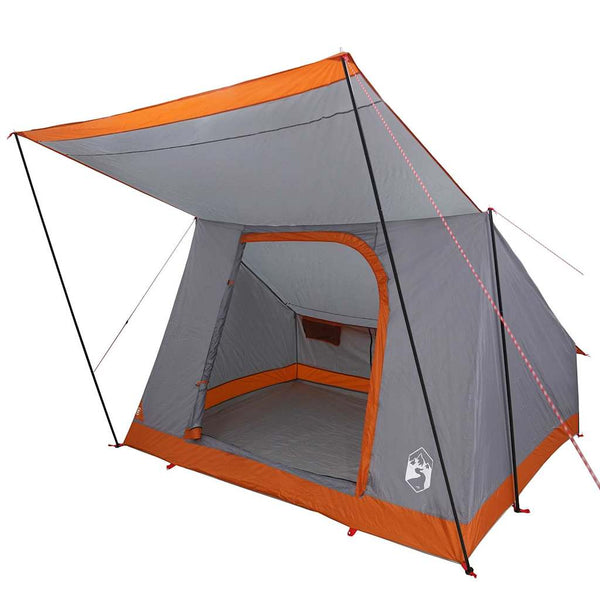 Vidaxl camping tent 2-persoons grijs en oranje taft waterdicht