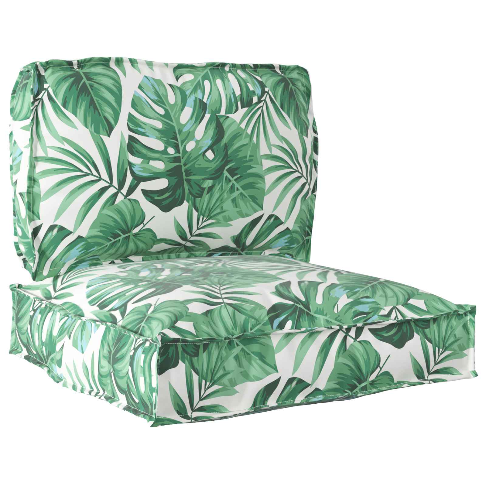 Vidaxl pallet kussen set 2 pcs groen bladpatroon 100 x 40 x 8 cm