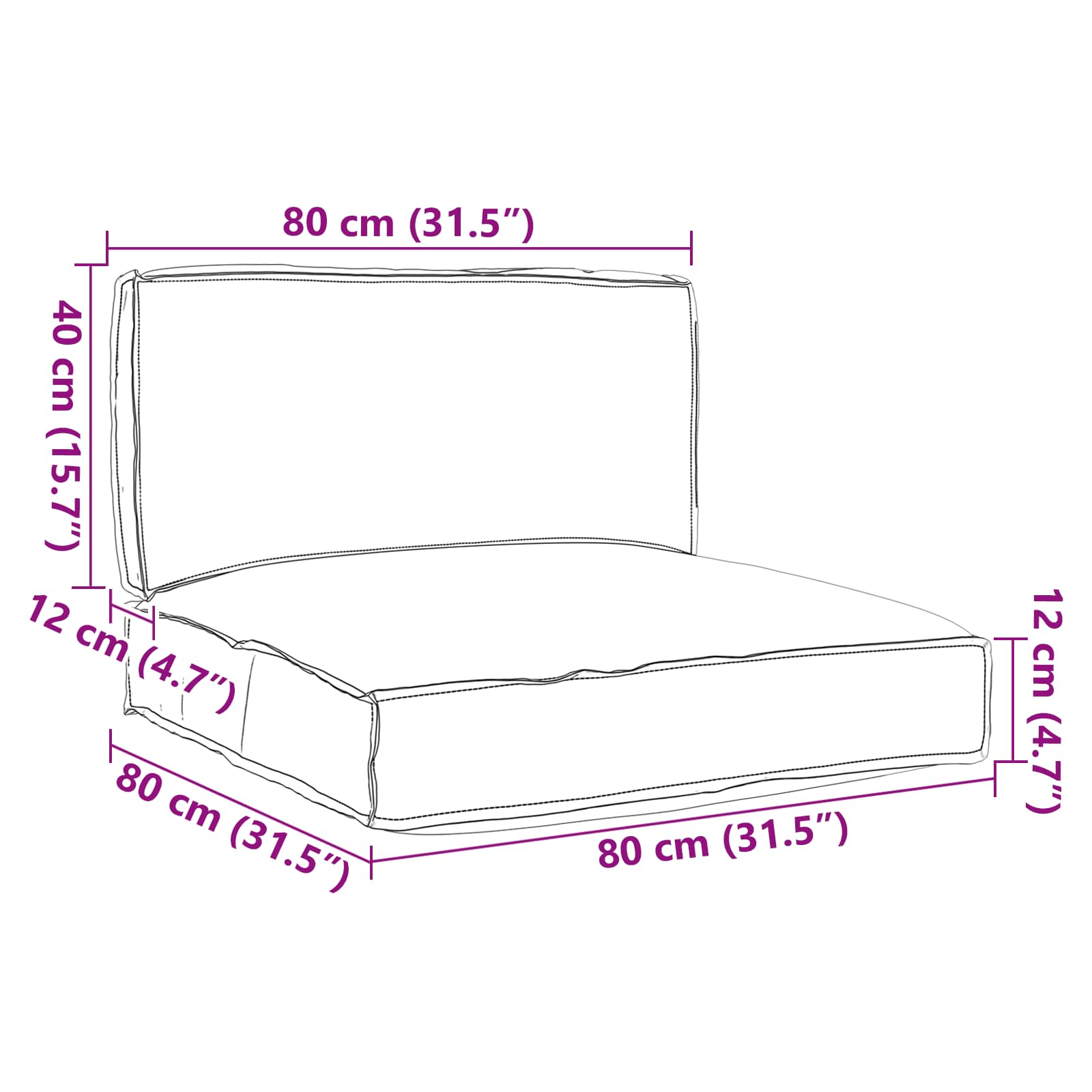 Vidaxl pallet kussen set 2 pcs grijs oxford stof
