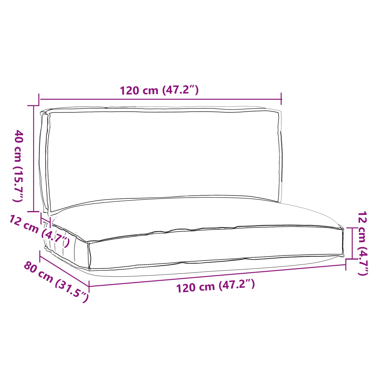 Vidaxl pallet kussen set 2 pcs zwart oxford stof