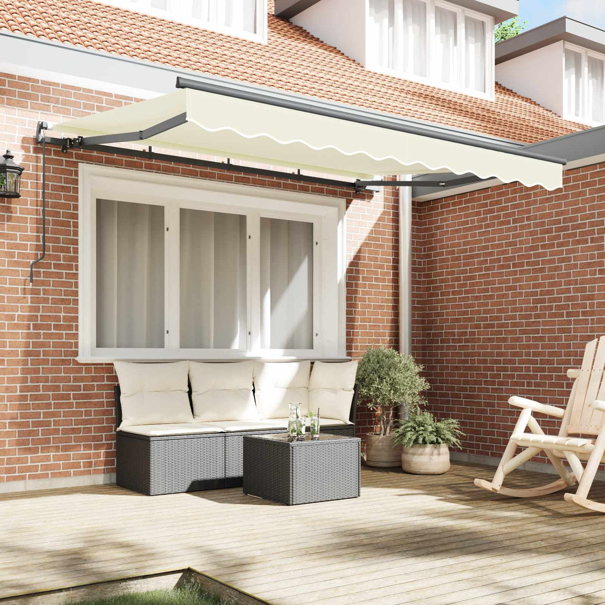 Vidaxl uitschuifbare luifel crème 250 x 200 cm stof