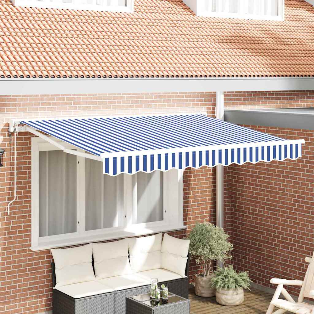 Vidaxl inklapbaar zonnescherm blauw en wit 300 x 200 cm