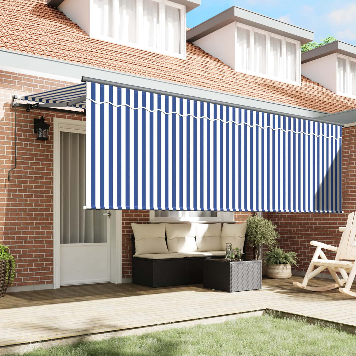 Vidaxl uitschuifbare luifel blauw 350 x 200 cm stof