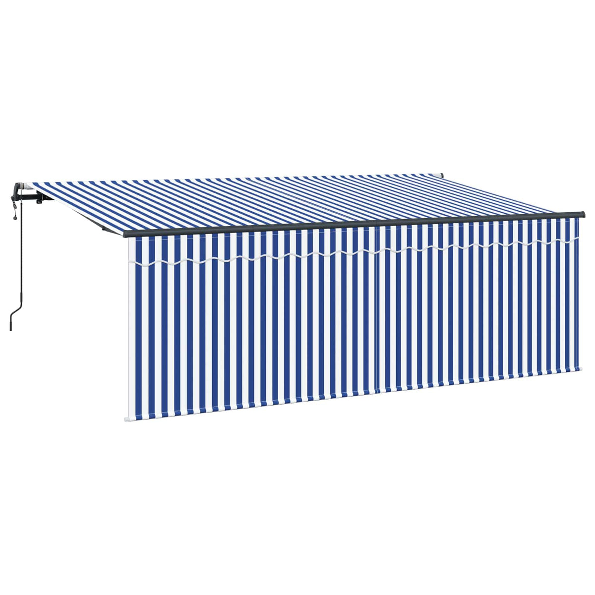 Vidaxl uitschuifbare luifel blauw en wit 350 x 200 cm