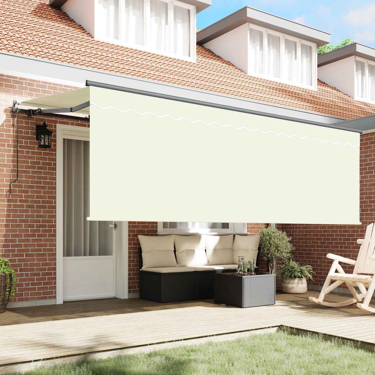 Vidaxl uitschuifbare luifel crème 350 x 200 cm polyester en aluminium