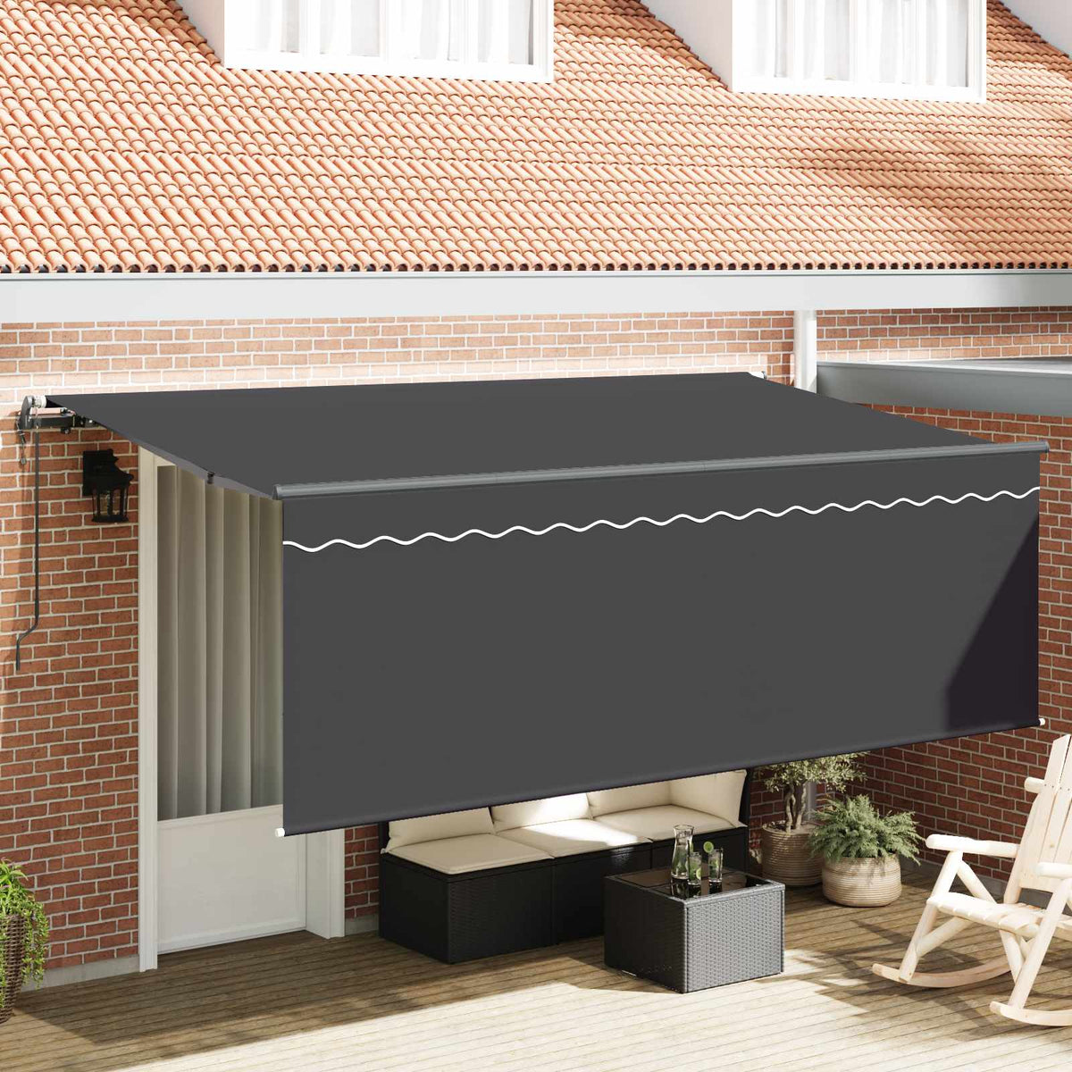 Vidaxl uitschuifbare luifel antraciet 350 x 200 cm