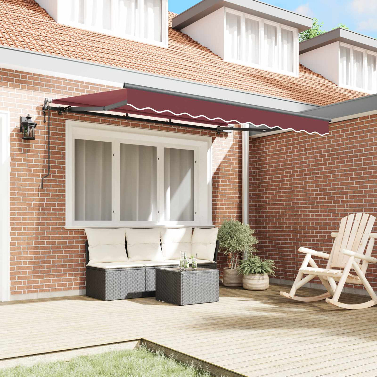 Vidaxl uitschuifbare luifel bordeauxrood 350 x 200 x 165 cm stof