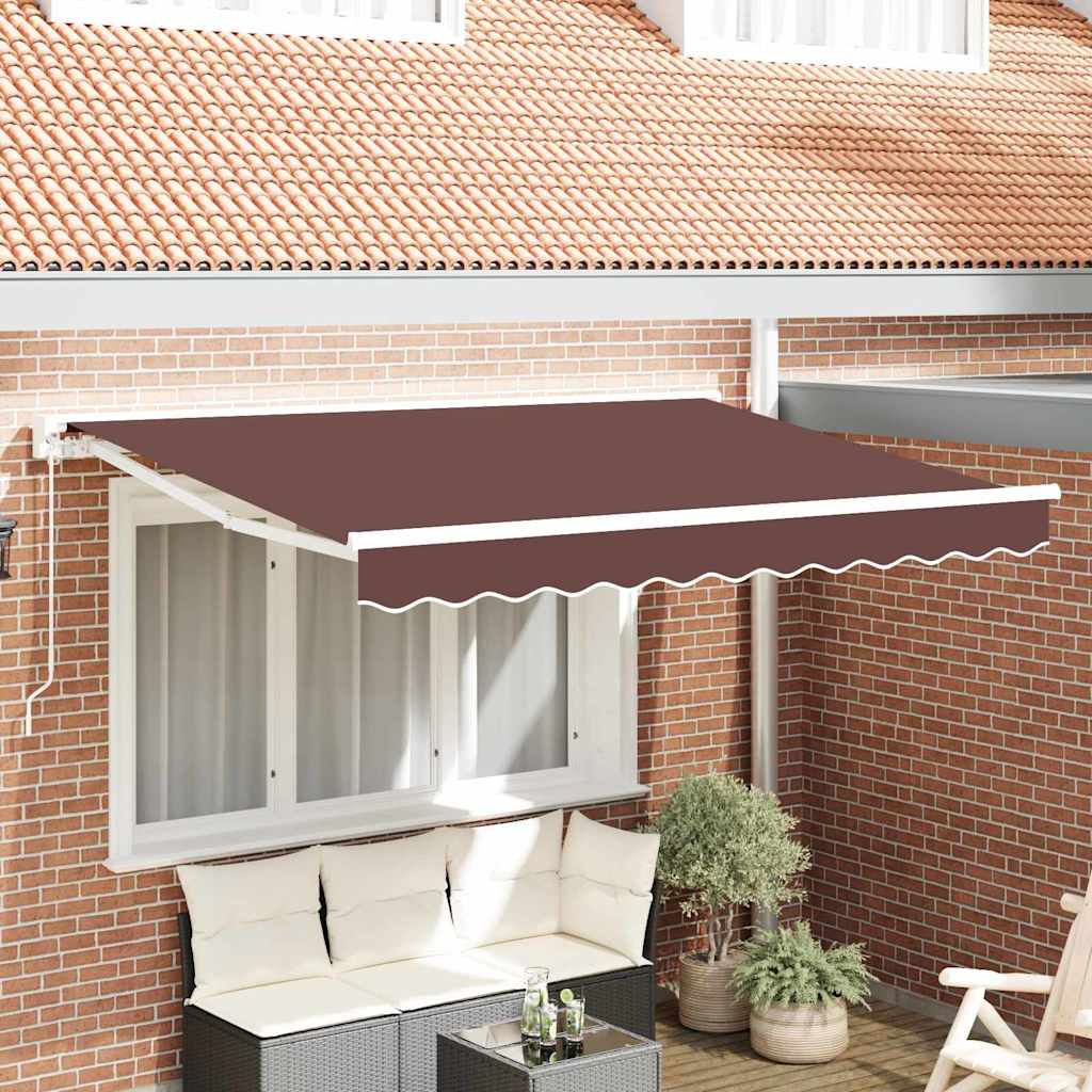 Vidaxl inklapbaar zonnescherm bruin 350 x 200 cm polyester en metaal