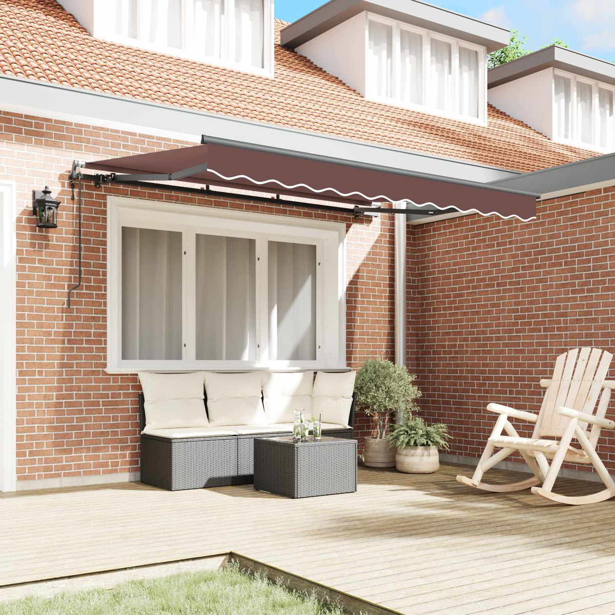 Vidaxl uitschuifbare luifel bruin 350 x 200 cm stof