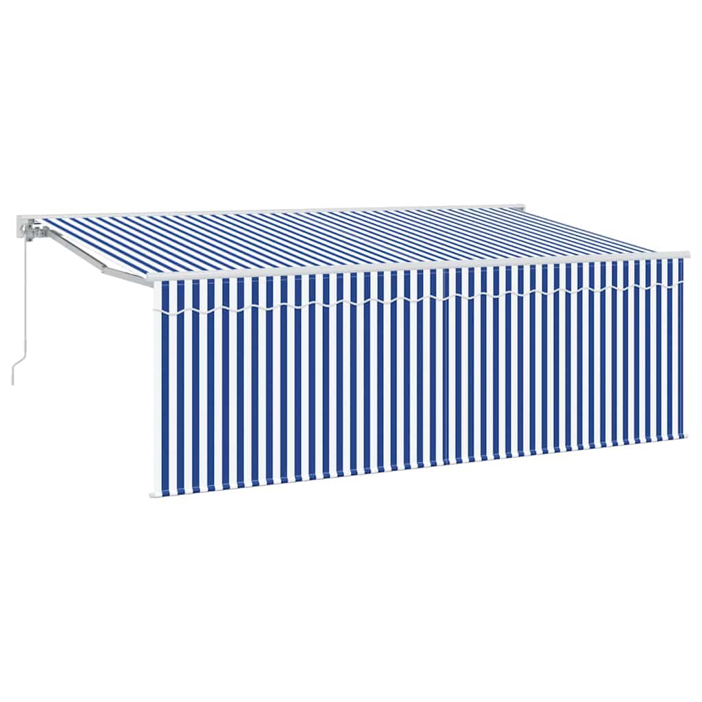 Vidaxl uitschuifbare luifel blauw en wit 400 x 200 cm