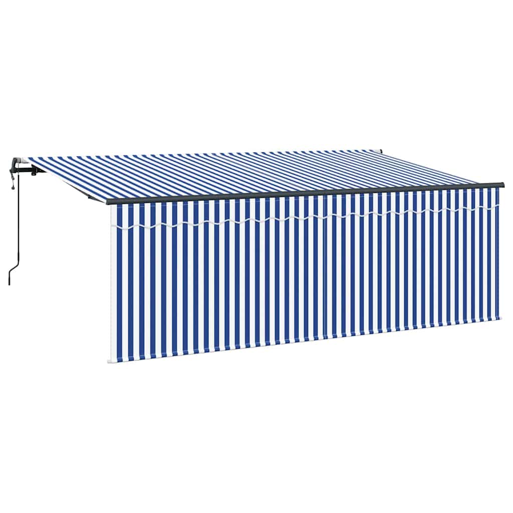 Vidaxl inklapbaar zonnescherm blauw en wit 400 x 200 cm