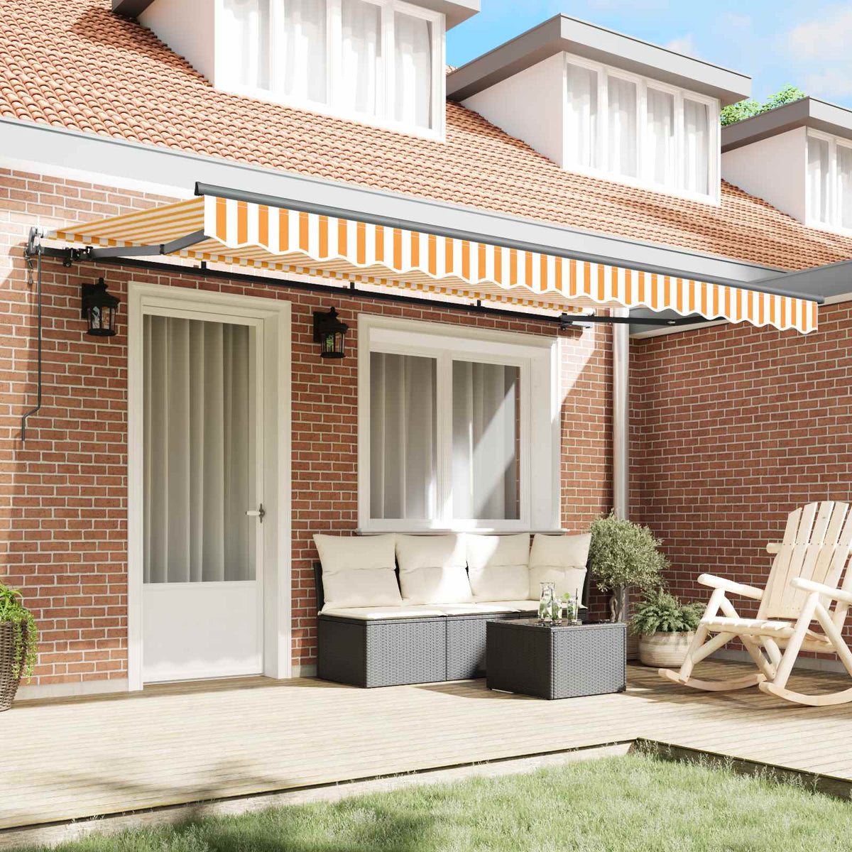Vidaxl uitschuifbare luifel geel 400 x 200 cm stof