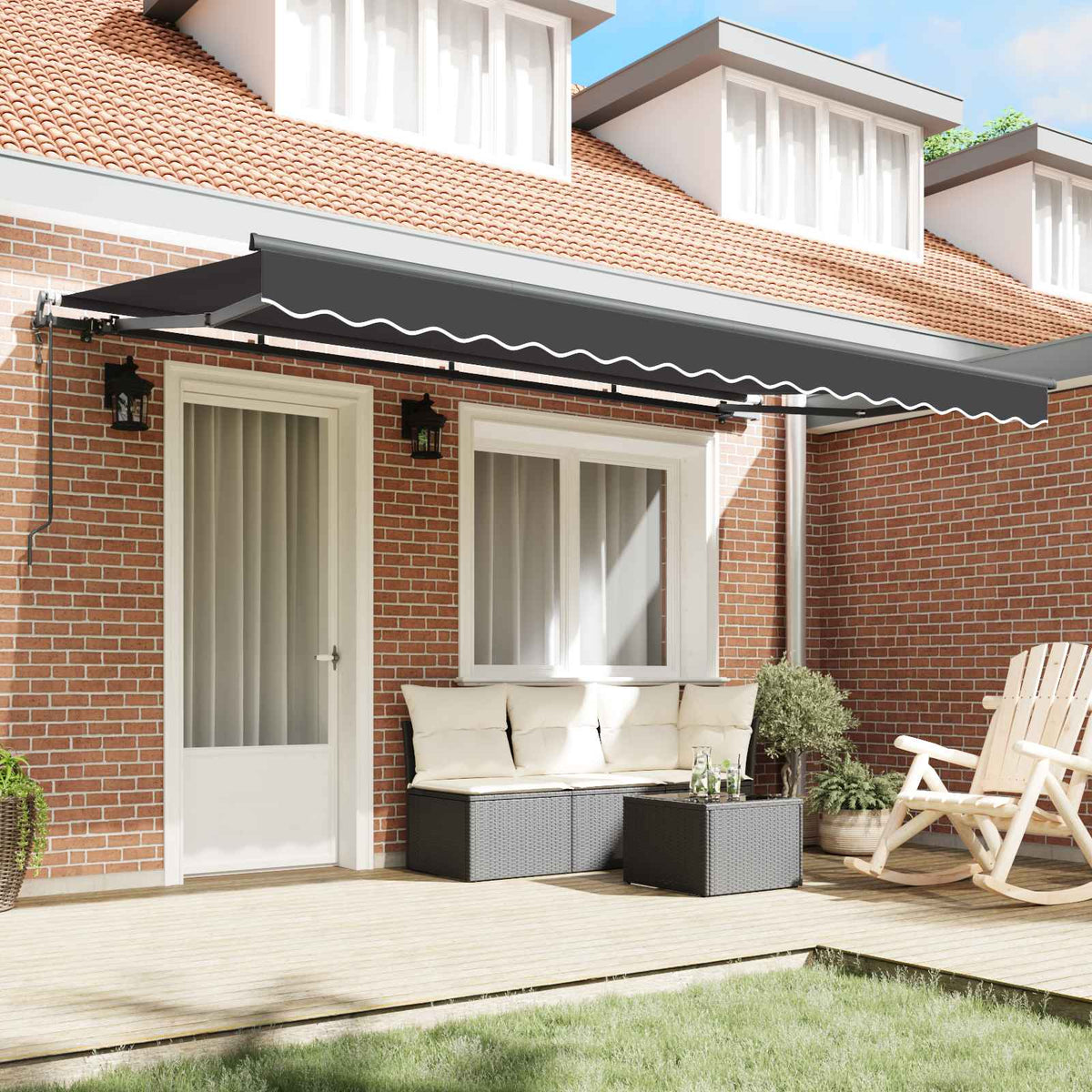 Vidaxl uitschuifbare luifel antraciet 400 x 200 cm stof